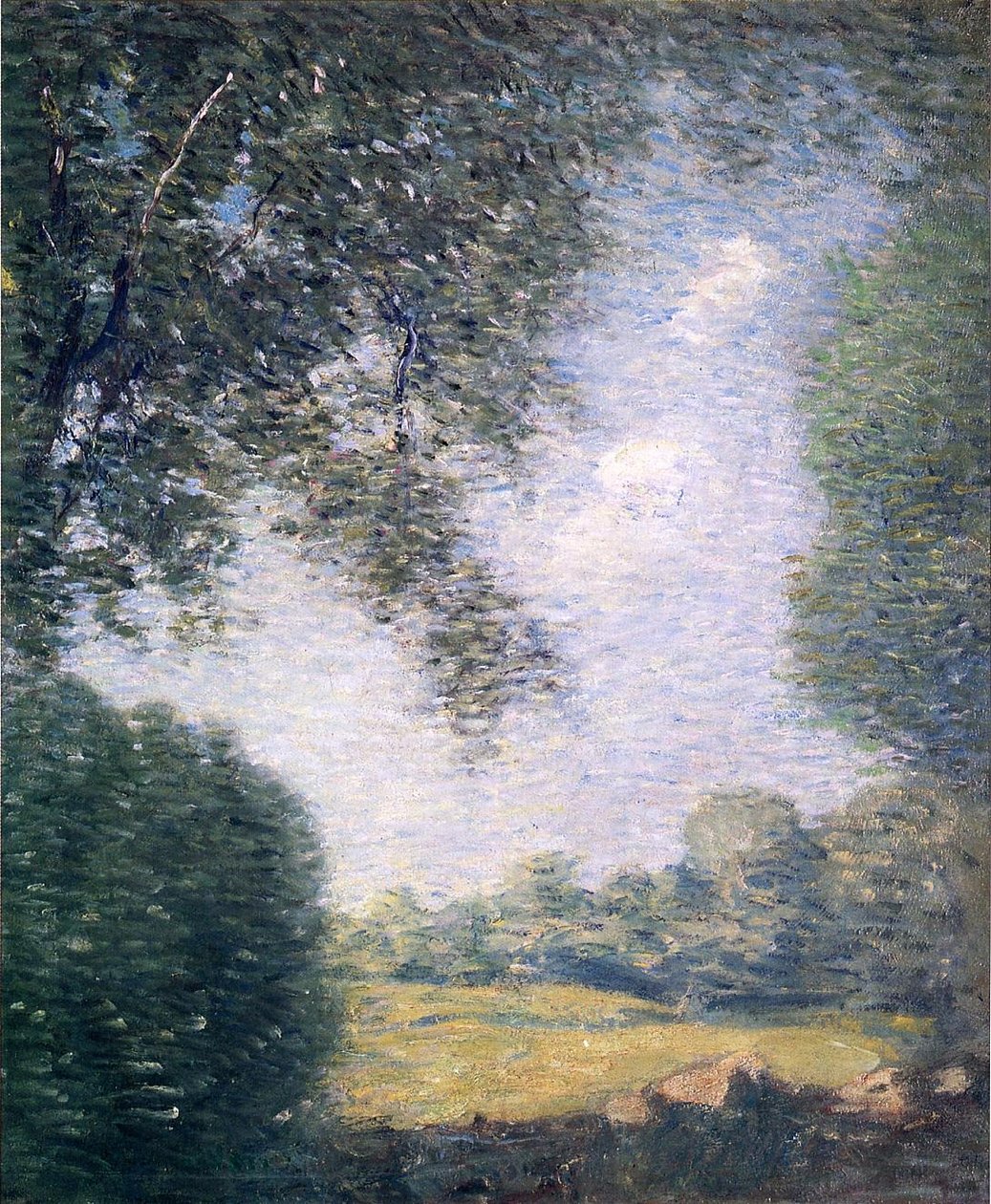 Overhengende trær av J. Alden Weir