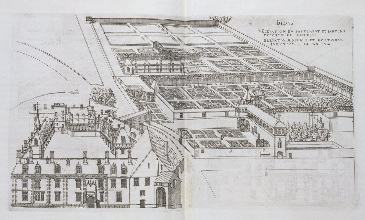 Plan over de lukkede hagene og Chateau de Gaillon, fra 