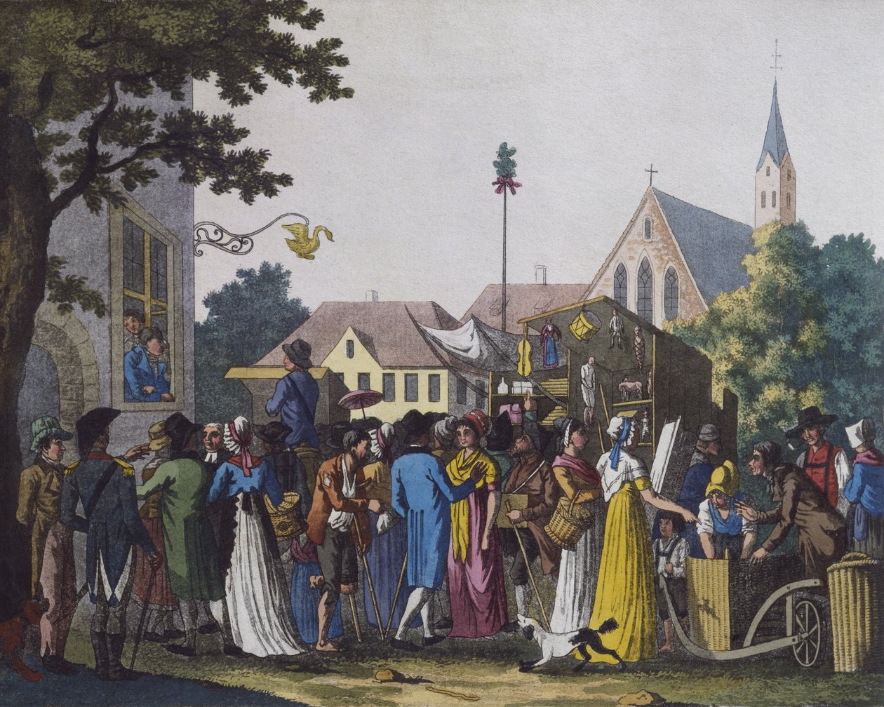 Market, 1810 (fargegravering) av J. B. Wunder