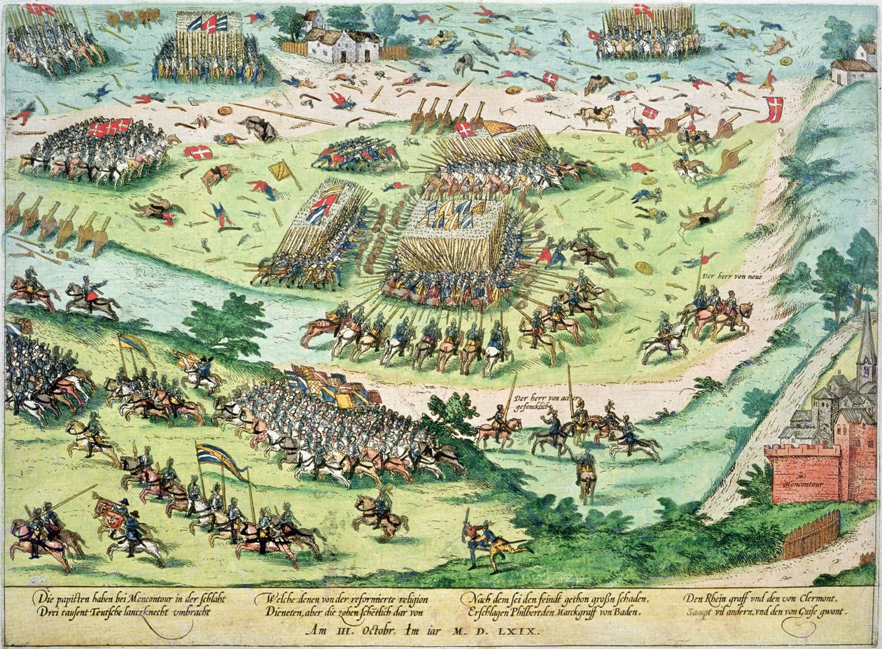 Slaget ved Moncontour, 3. oktober 1569 av J. J. and Tortorel, J. Perrissin