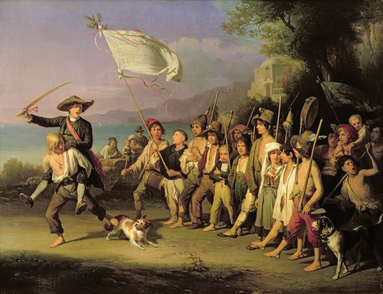 Spiller på Soldiers, Roman Revolution 1848 av J. Kirner