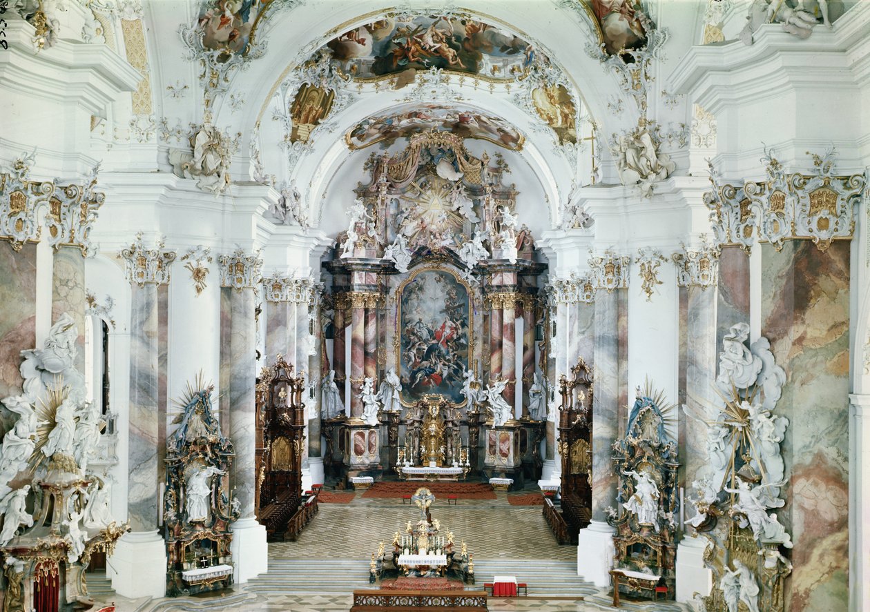 Interiør av benediktinerklosterkirken, 1711-31 av J. M. and Feuchtmayer, J. A. Fischer