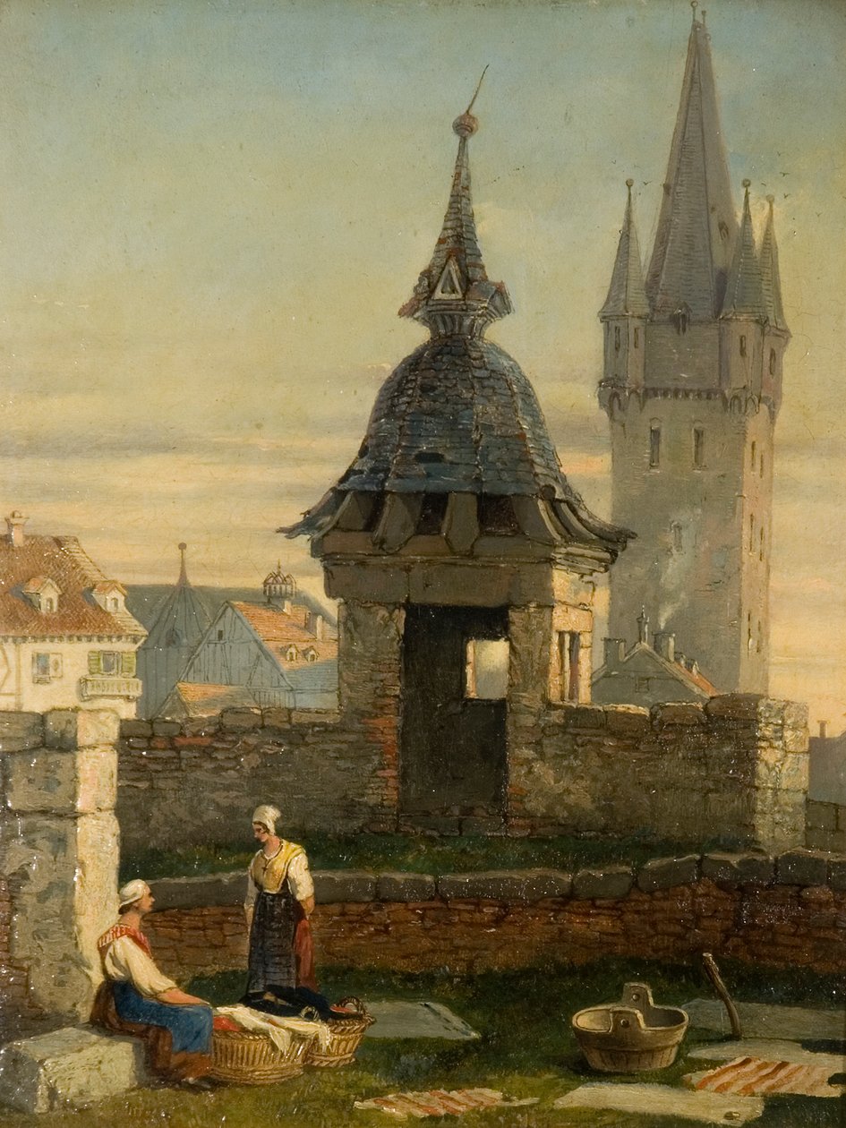 Vaskekvinner i en hage av J. Mayer