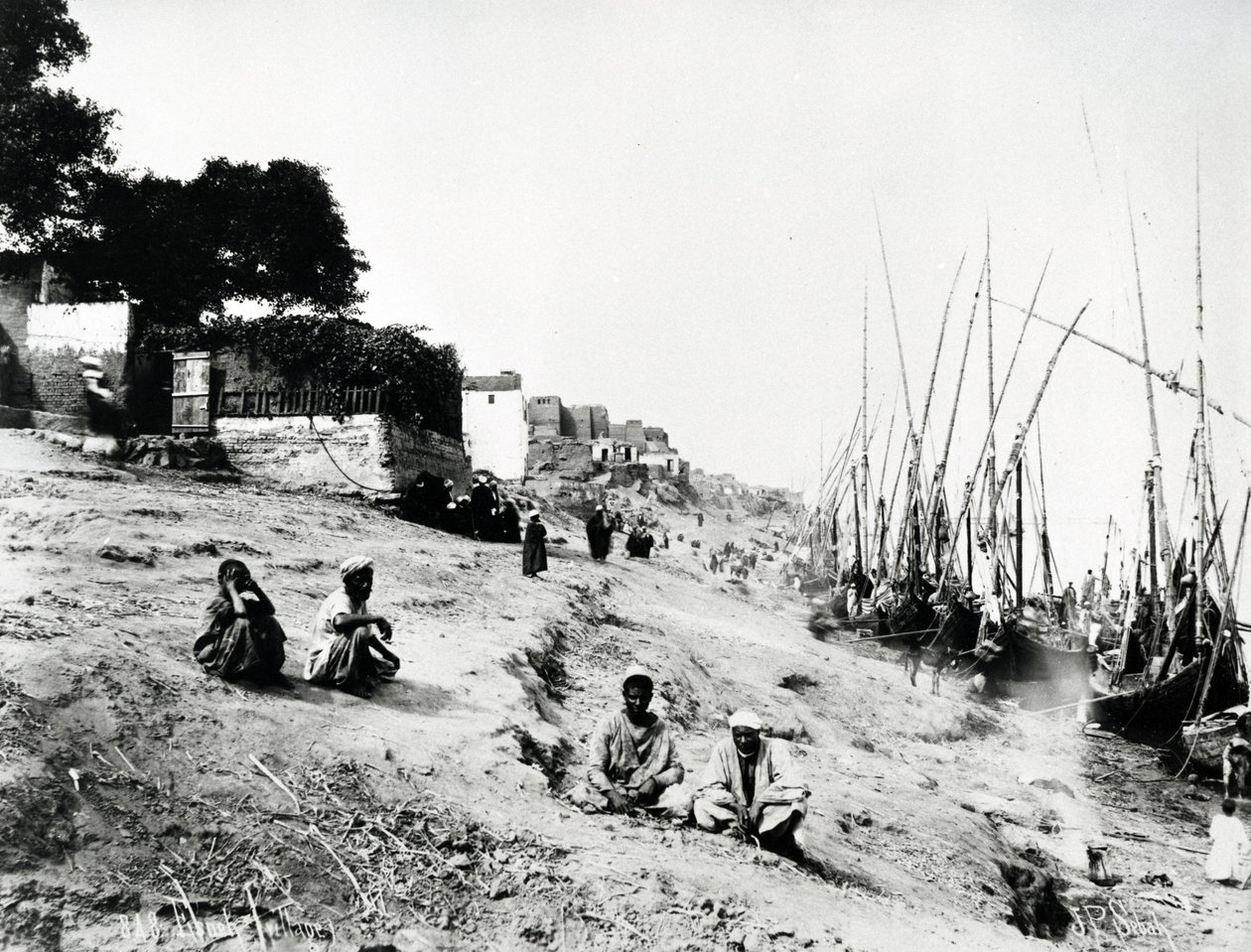 Landsby ved Nilen, ca. 1880 av J. Pascal Sebah