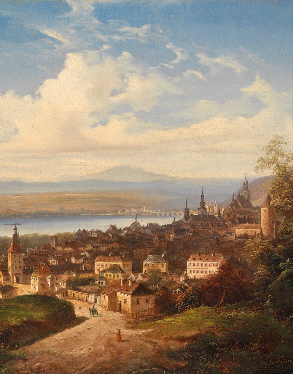 Utsikt over Krems / Donau av J. Wilhelm Jankowsky
