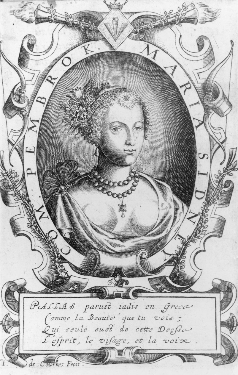 Portrett av Mary Sidney, grevinne av Pembroke (f.1561) av J. de Courbes