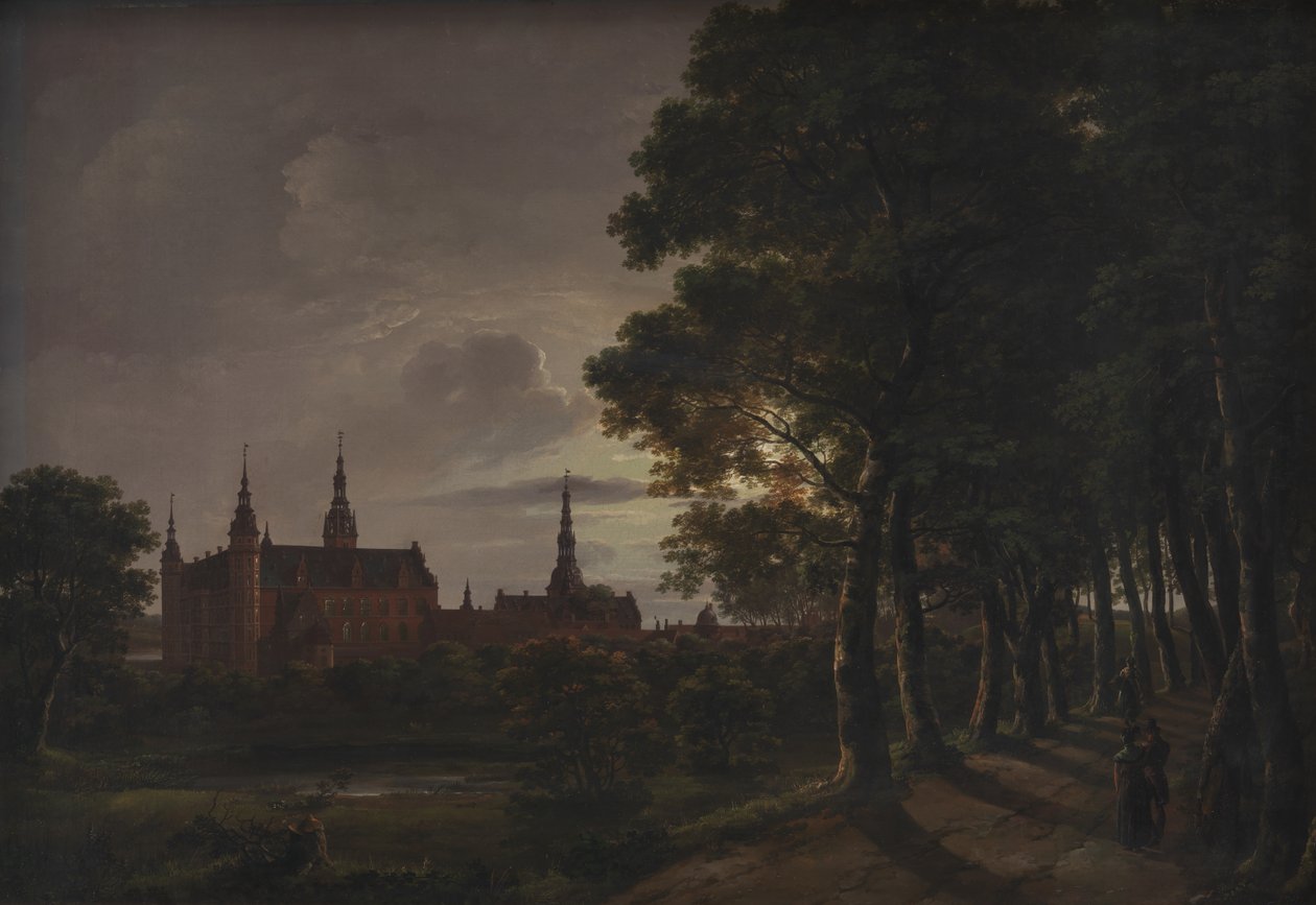 Frederiksborg slott ved måneskinn av Johan Christian Dahl