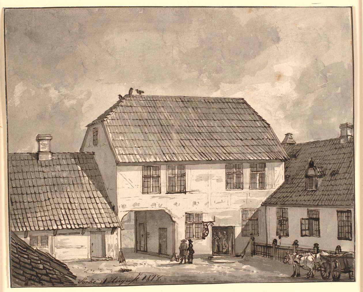 Gårdsinteriør fra Sorø av Johan Christian Dahl