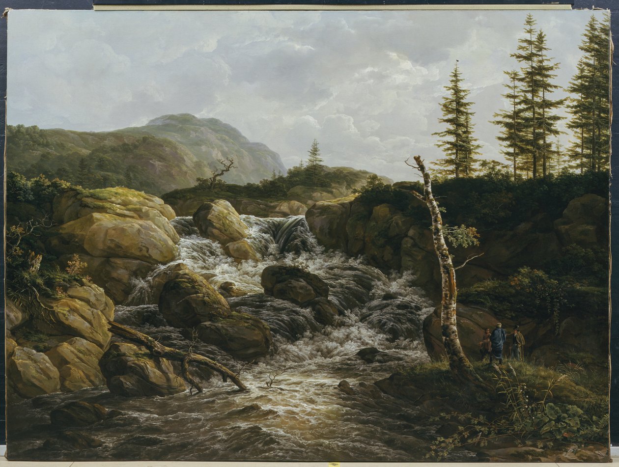 Fjelllandskap med en foss, Norge av Johan Christian Dahl
