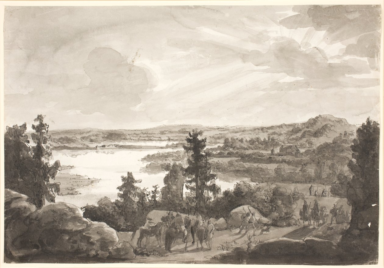 Utsikt over en innsjø, Norge av Johan Christian Dahl