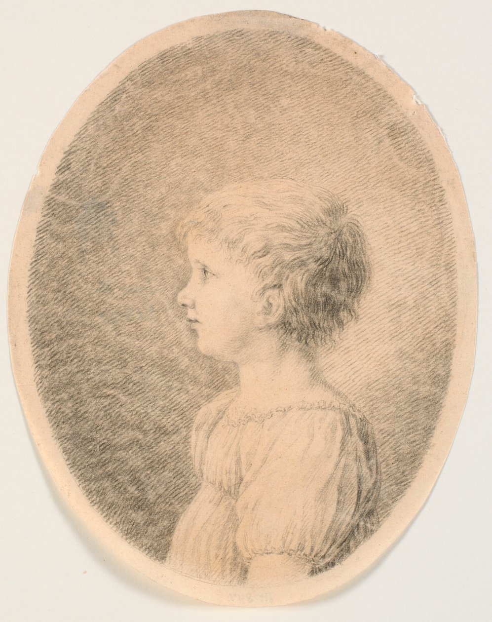 Barneportrett. Profil til høyre av J.F. Clemens