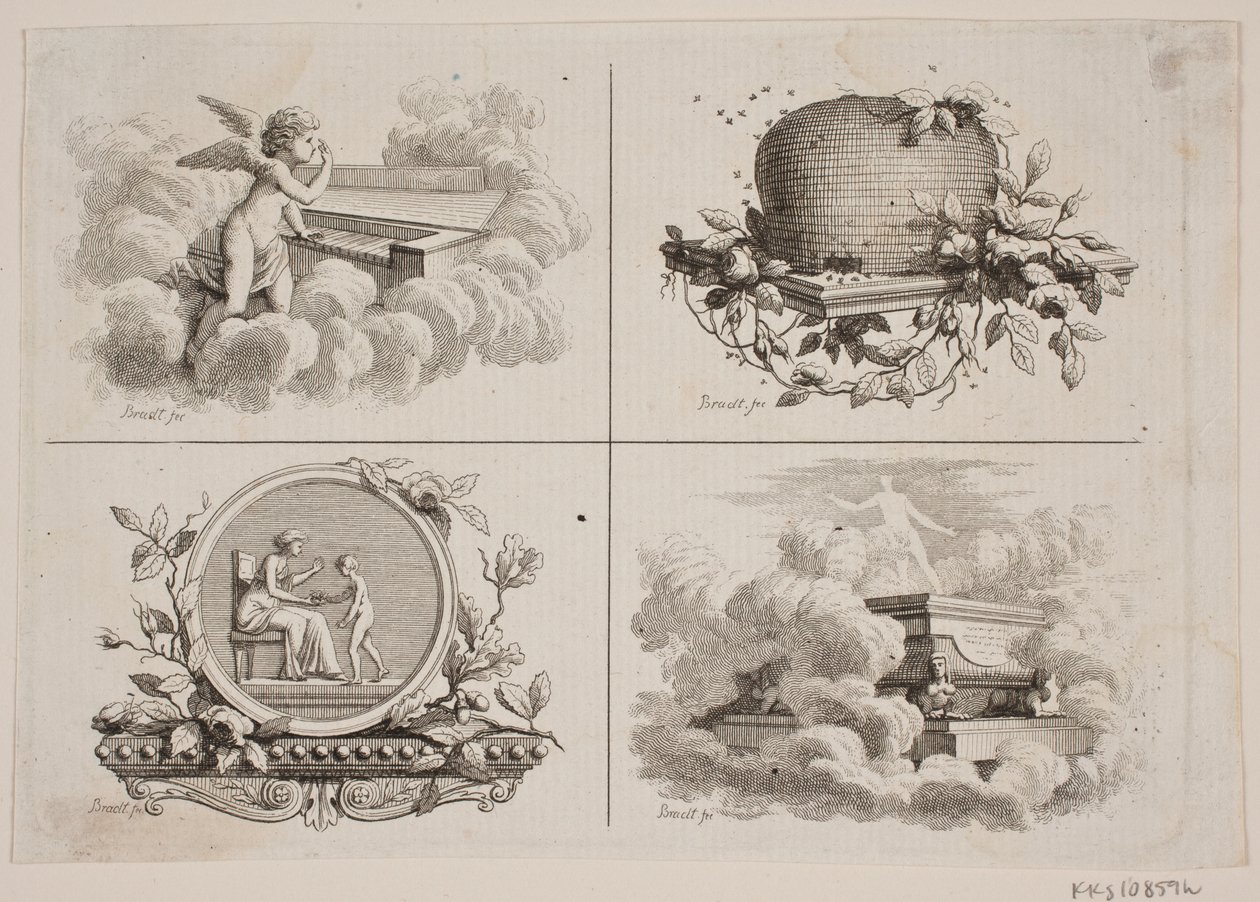 Fire vignetter for Bonnets verk av J.F. Clemens