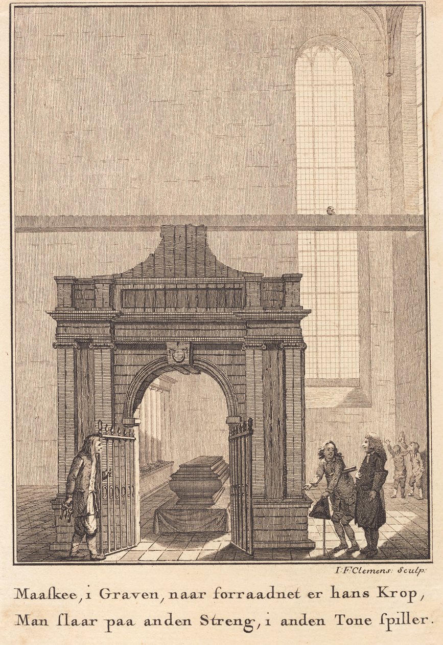 Holbergs sarkofag i Sorø kirke av J.F. Clemens