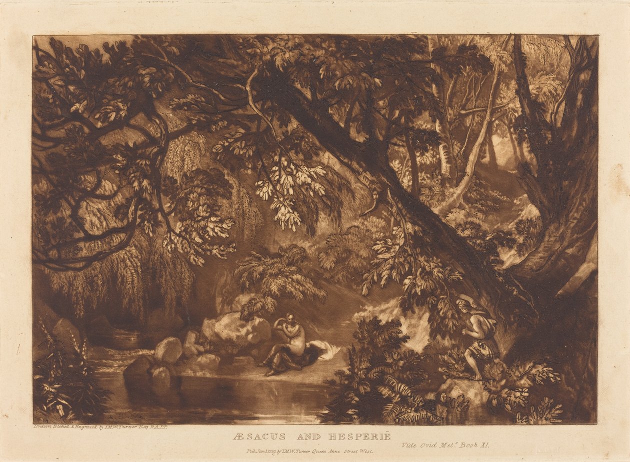 Aesacus and Hesperie, utgitt 1816. av Joseph Mallord William Turner