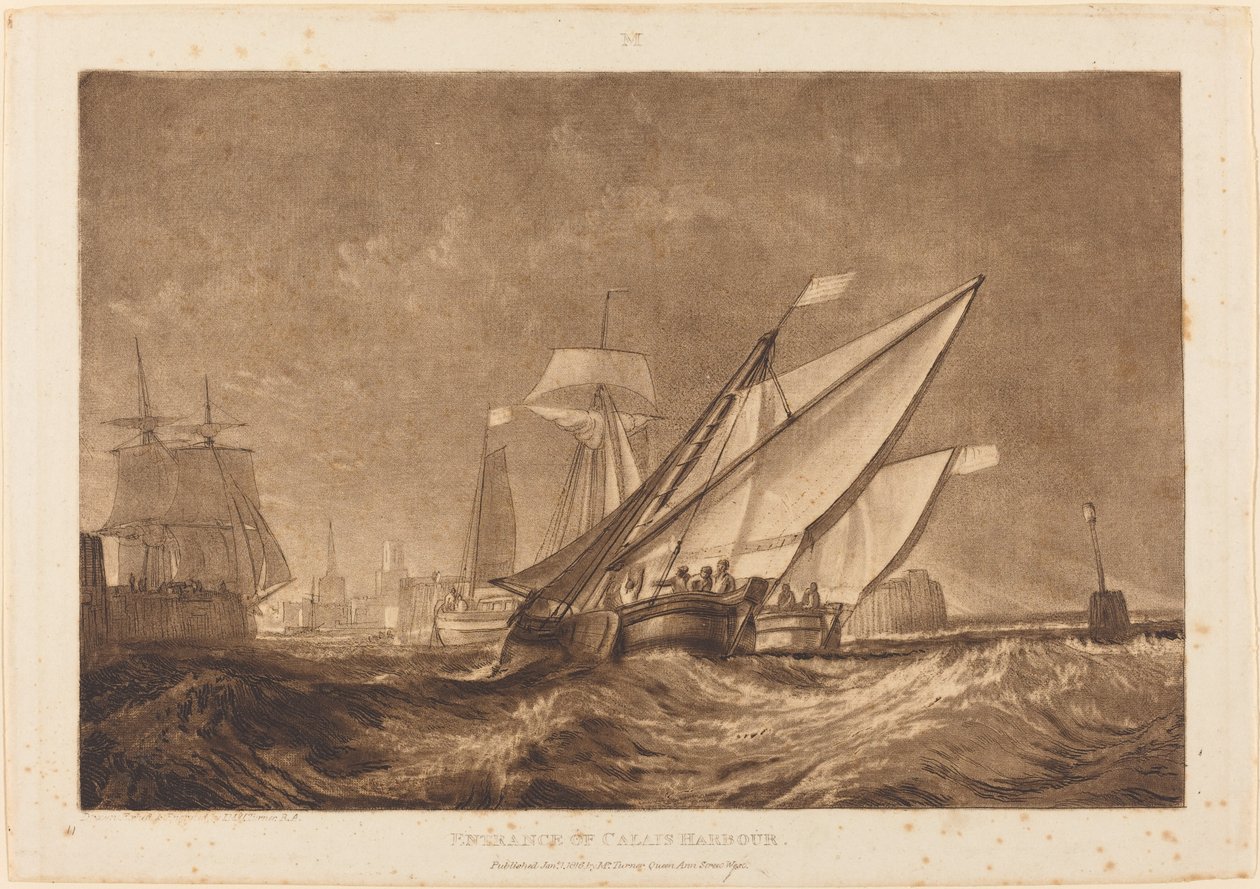 Inngangen til Calais havn, publisert 1816. av Joseph Mallord William Turner