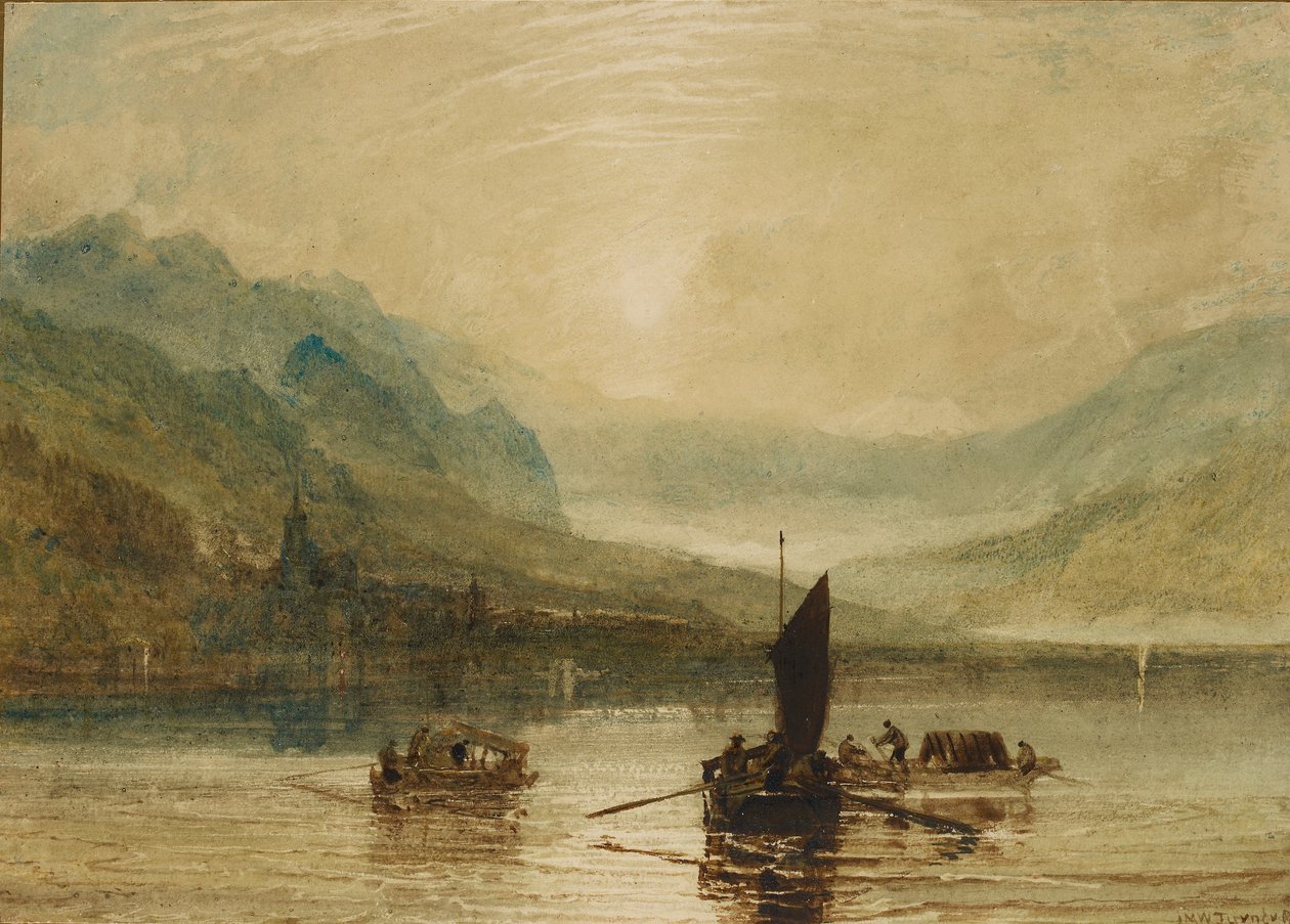 Brienzsjøen, måneskinn, 1802-1808 av Joseph Mallord William Turner