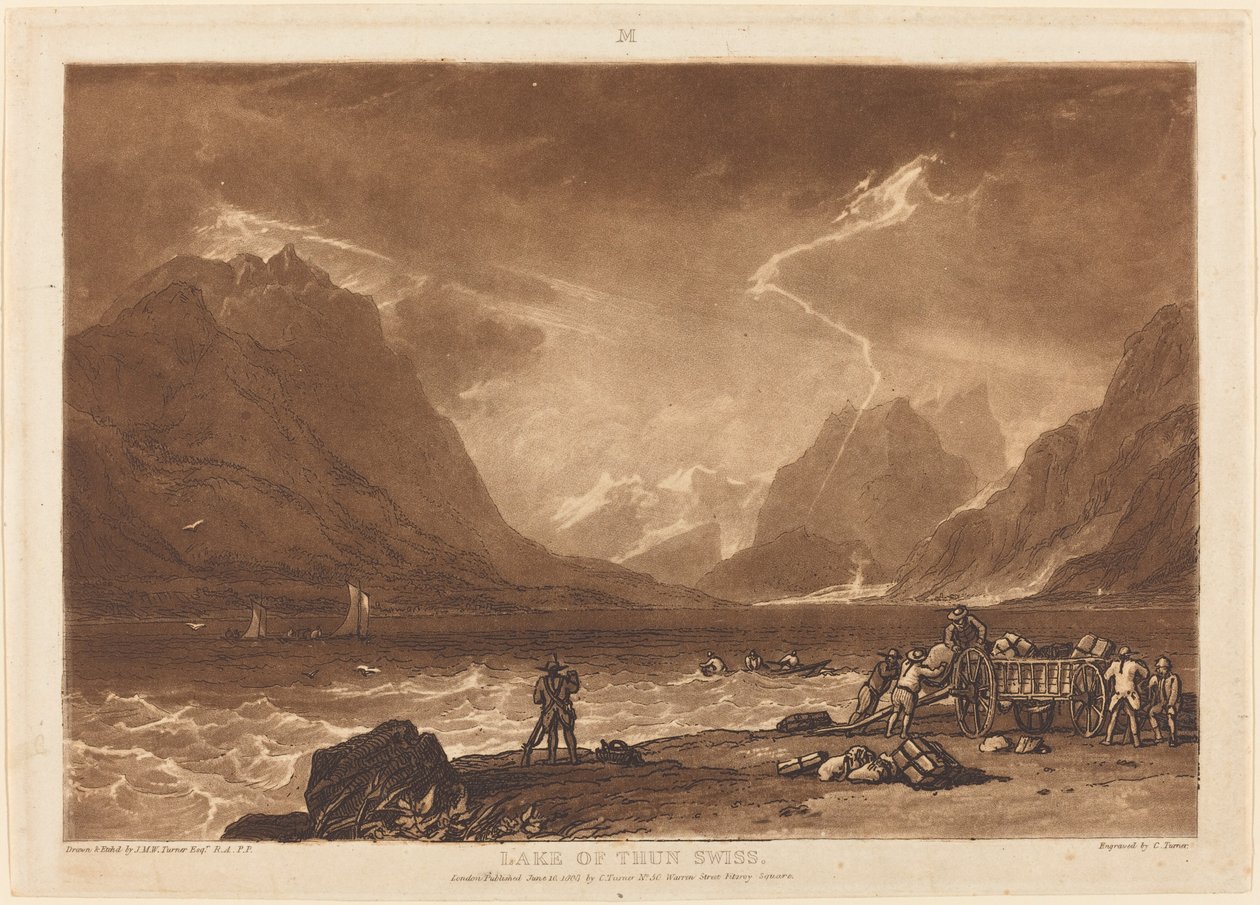 Lake of Thun, utgitt 1808. av Joseph Mallord William Turner