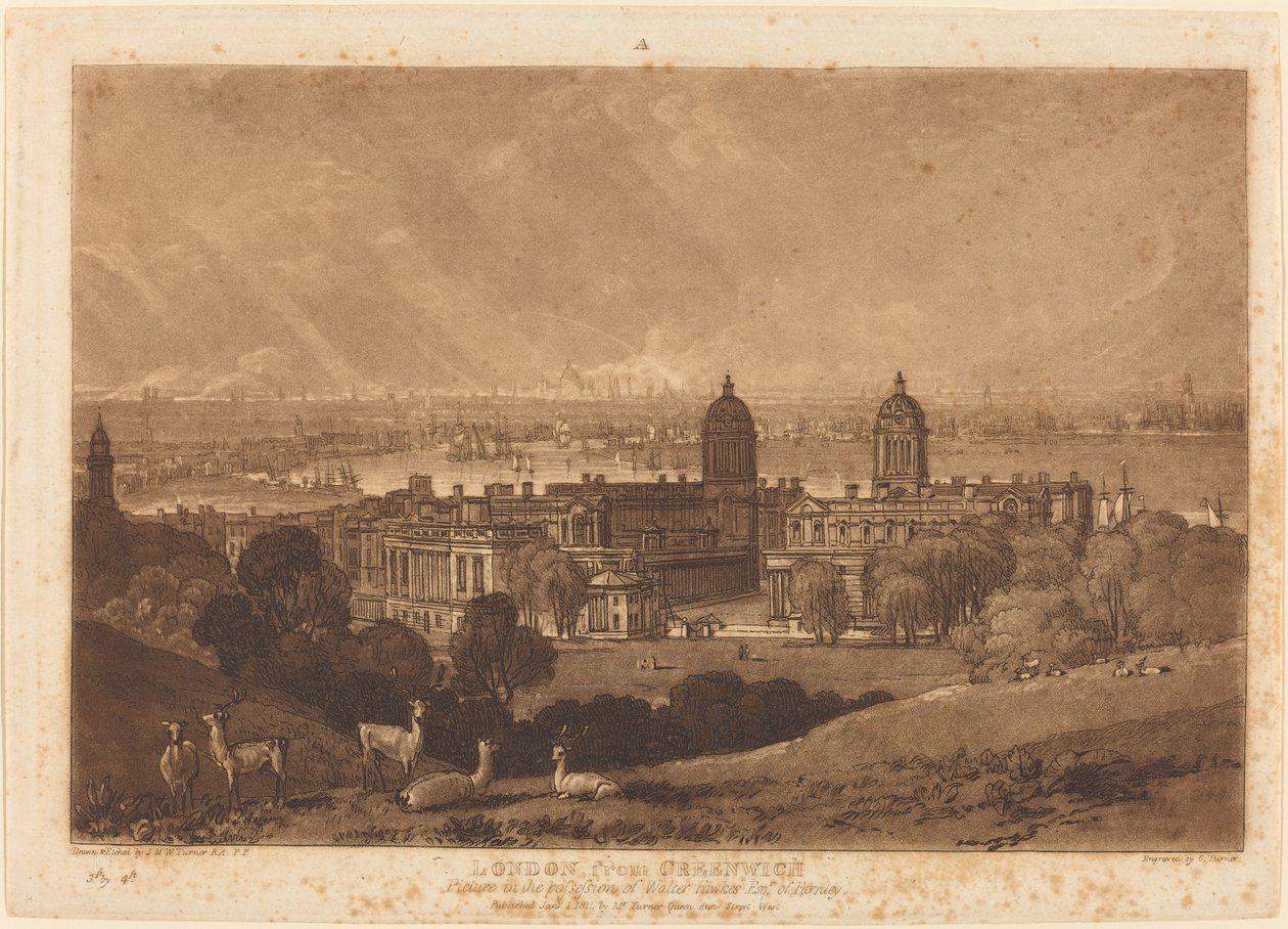 London fra Greenwich, utgitt 1811. av Joseph Mallord William Turner