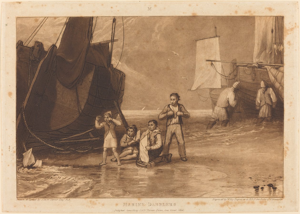 Marine Dabblers, utgitt 1811 av Joseph Mallord William Turner