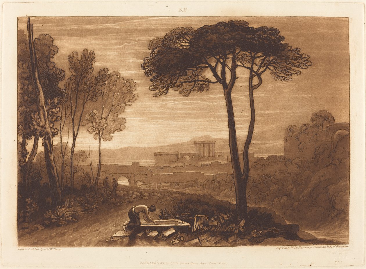 Scene in the Campagna, utgitt 1812. av Joseph Mallord William Turner