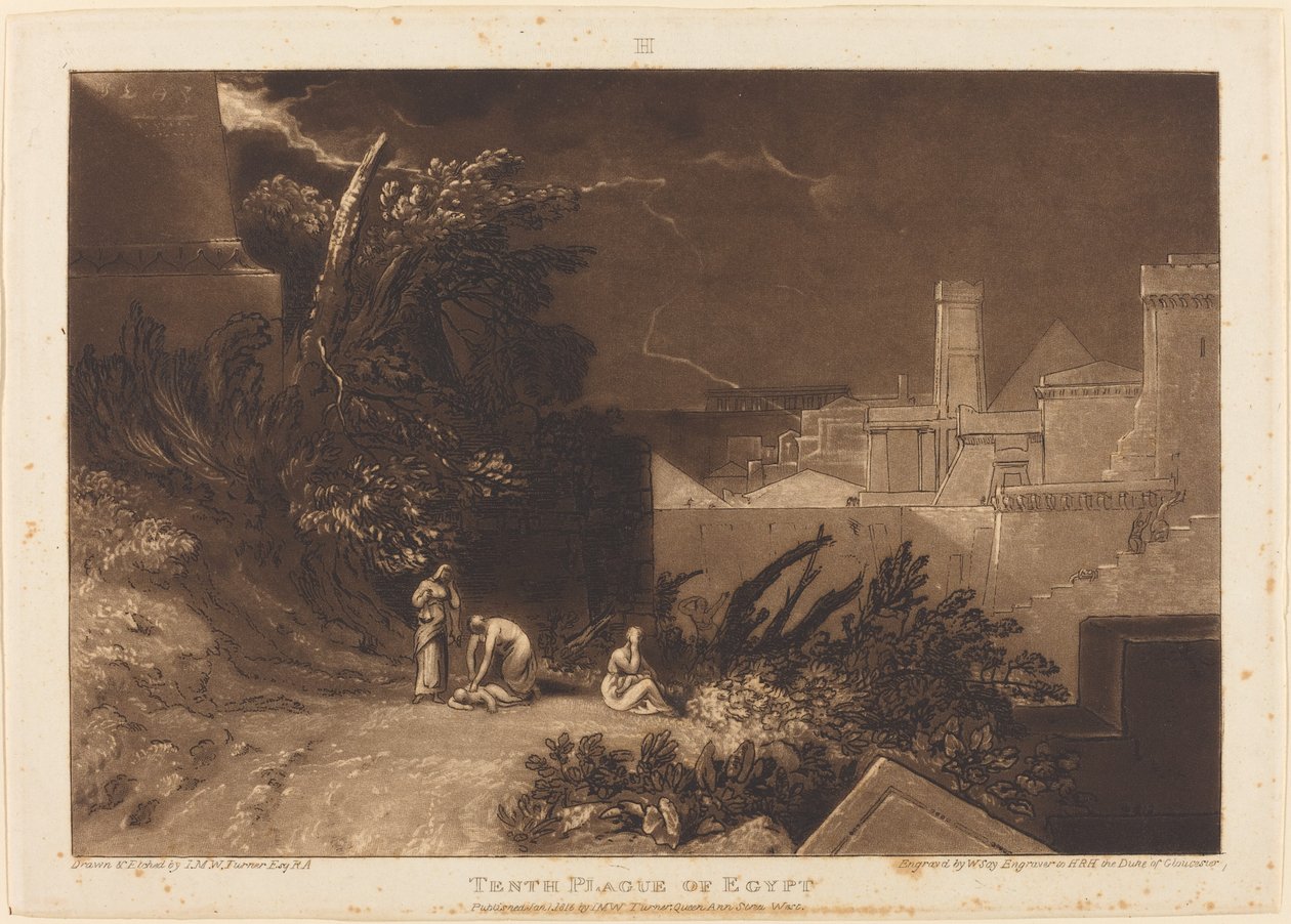 Tiende plage i Egypt, utgitt 1816. av Joseph Mallord William Turner