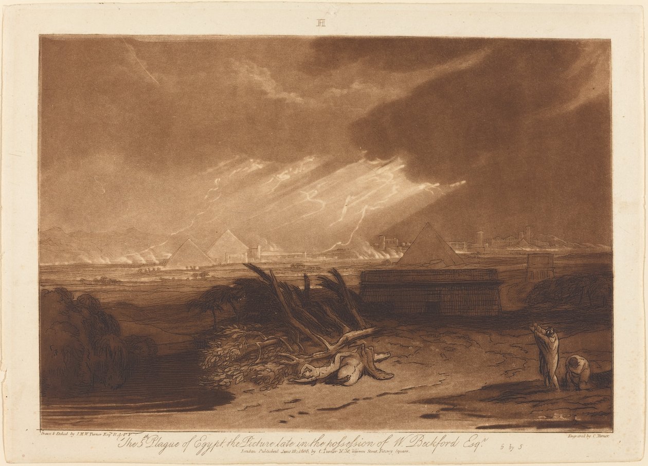 Den femte plagen i Egypt, utgitt 1808. av Joseph Mallord William Turner