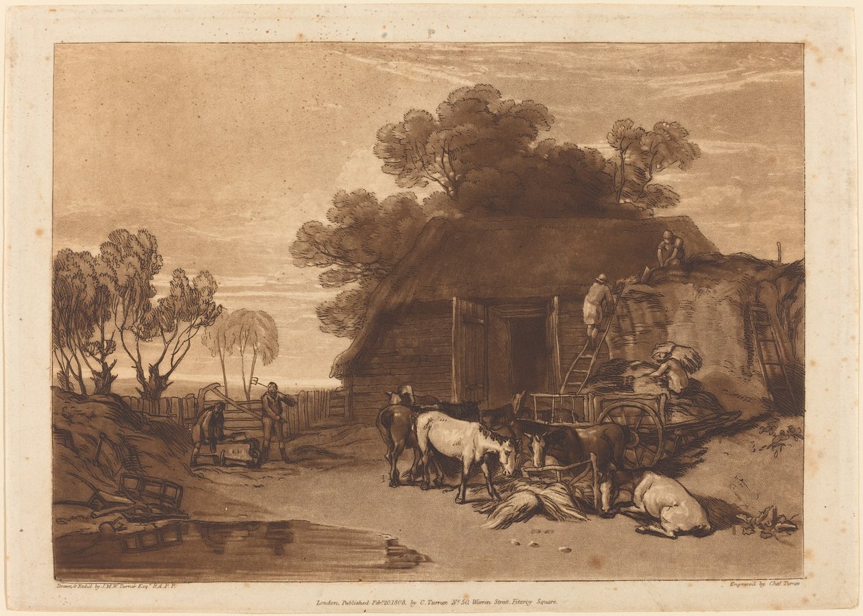 The Straw Yard, utgitt 1808. av Joseph Mallord William Turner