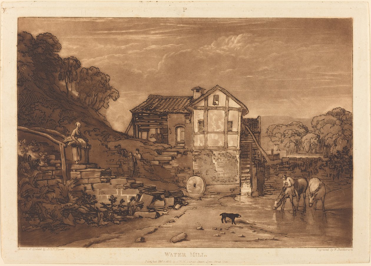 Water Mill, utgitt 1812. av Joseph Mallord William Turner