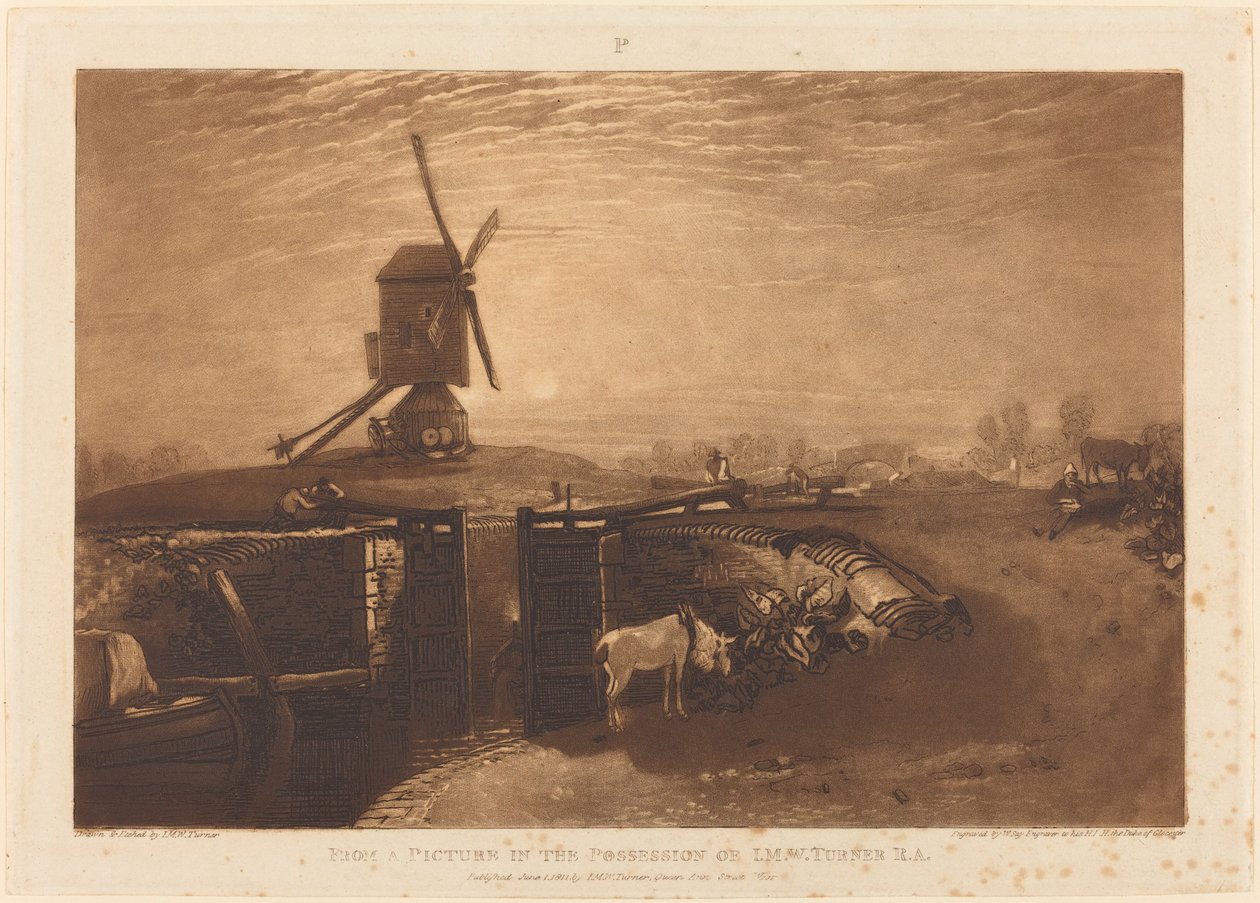 Windmill and Lock, utgitt 1811. av Joseph Mallord William Turner