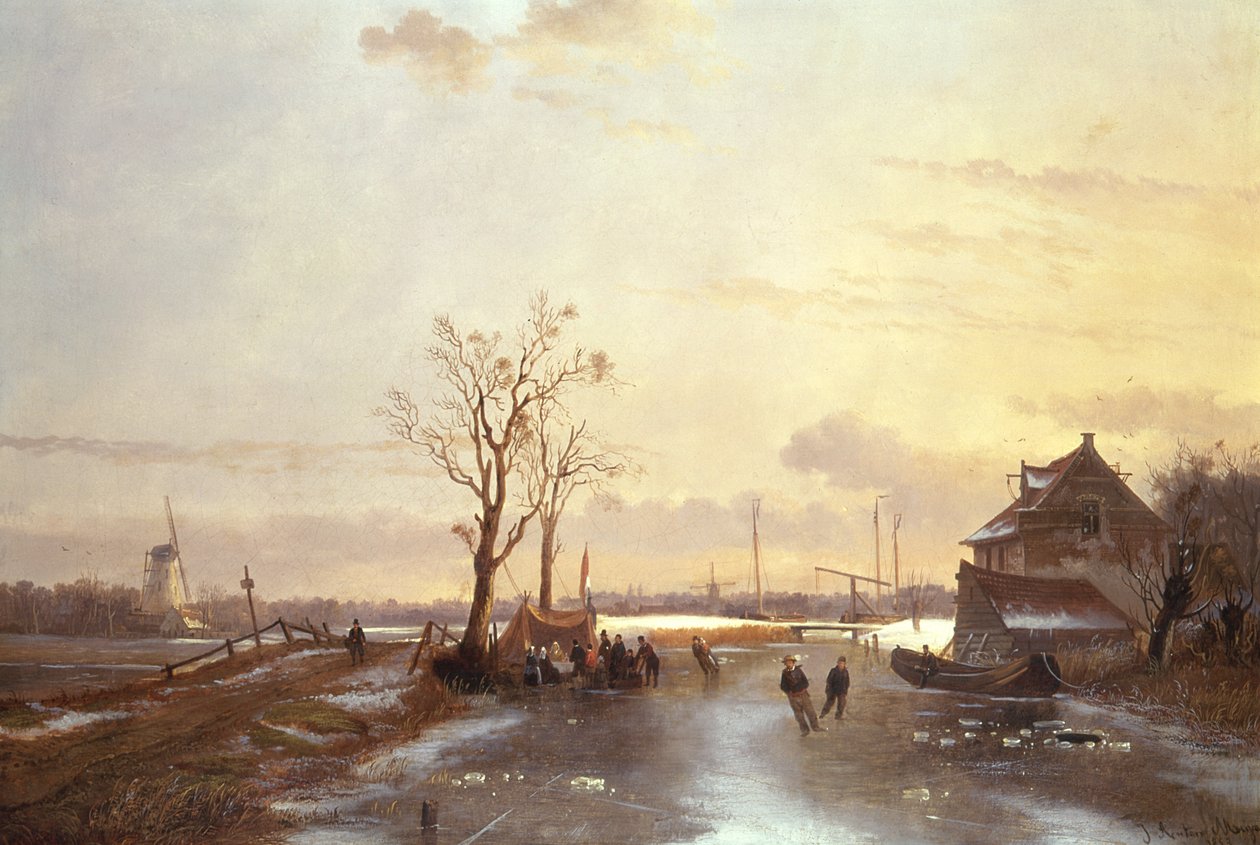 Vinterscene, 1853 av J. Anton Mignon