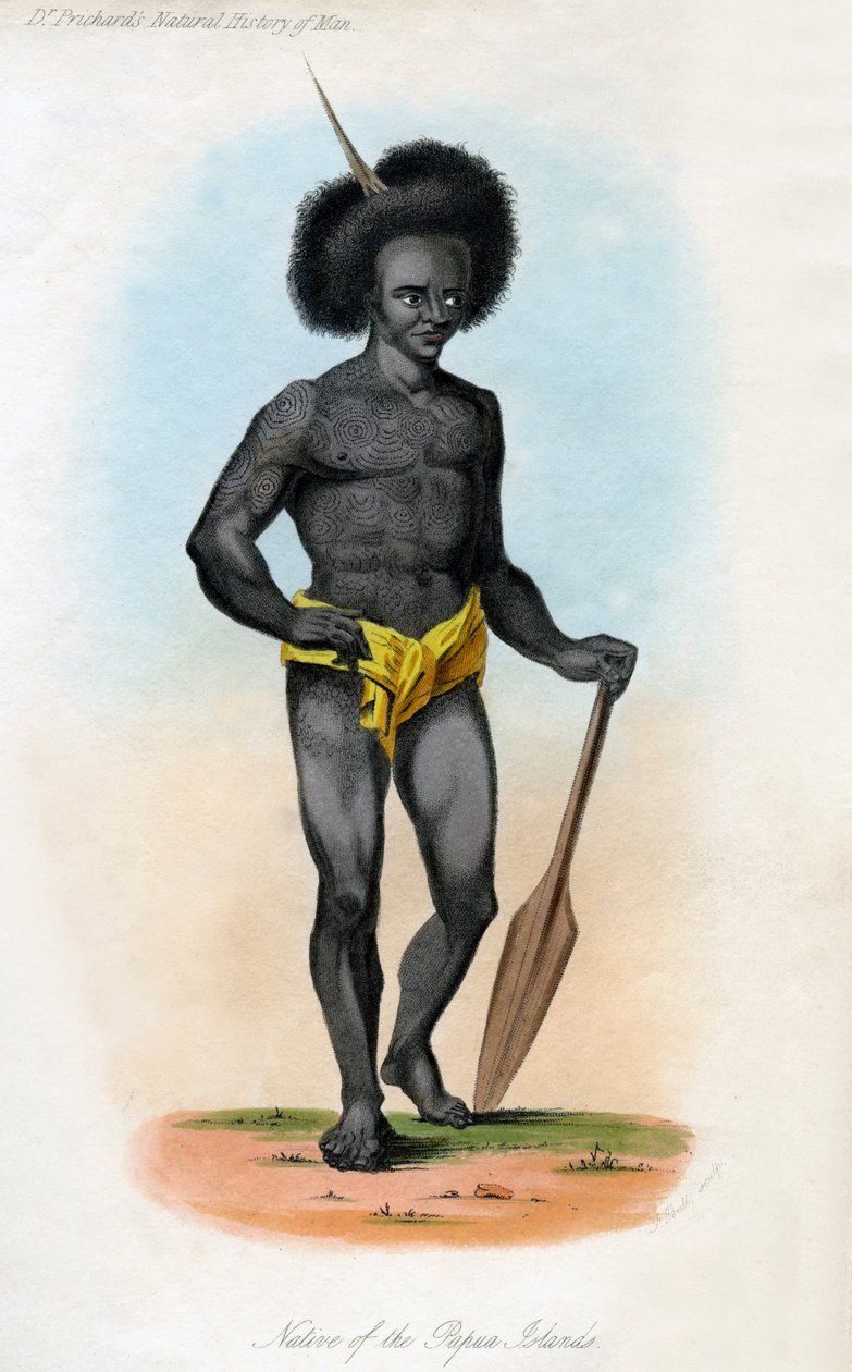 Innfødt av Papua-øyene, ca 1840. av J. Bull