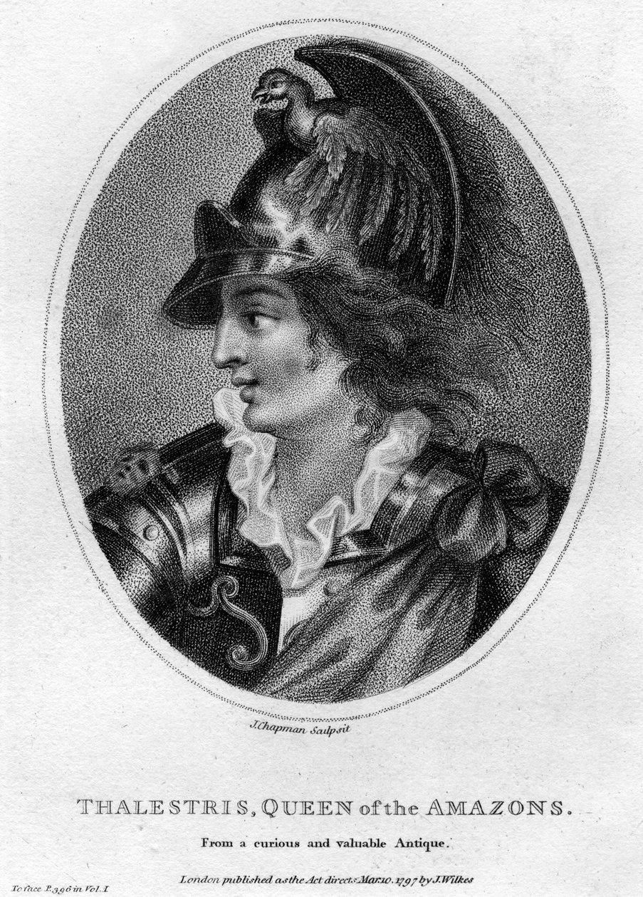 Thalestris, mytisk dronning av amasonene, 1797. av J. Chapman