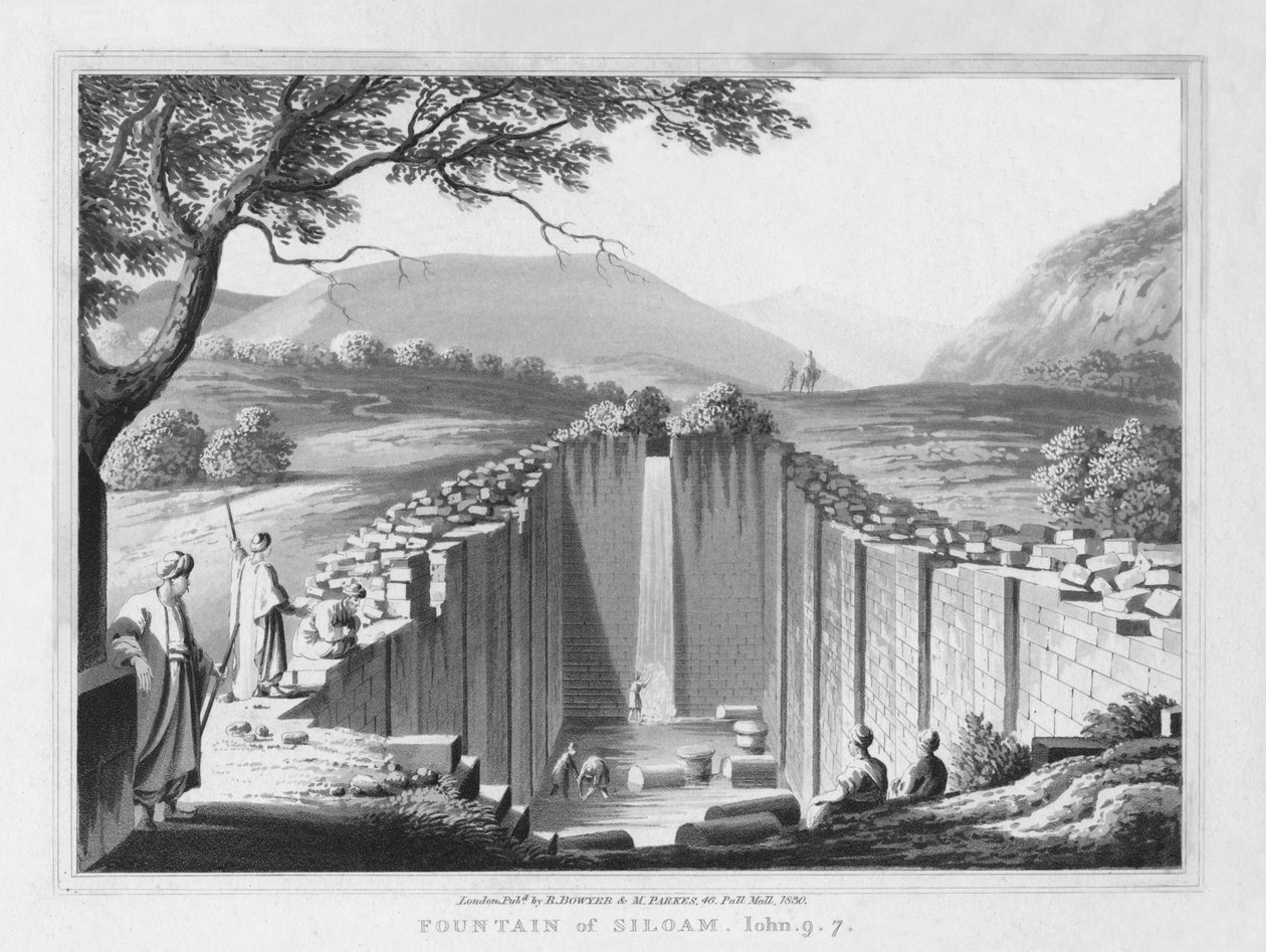 Siloam-fontenen. John. 9.7., 1830 av J. Clarke