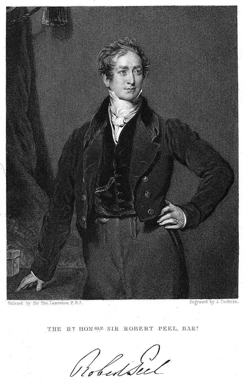 Robert Peel, britisk statsmann fra 1800-tallet av J. Cochran