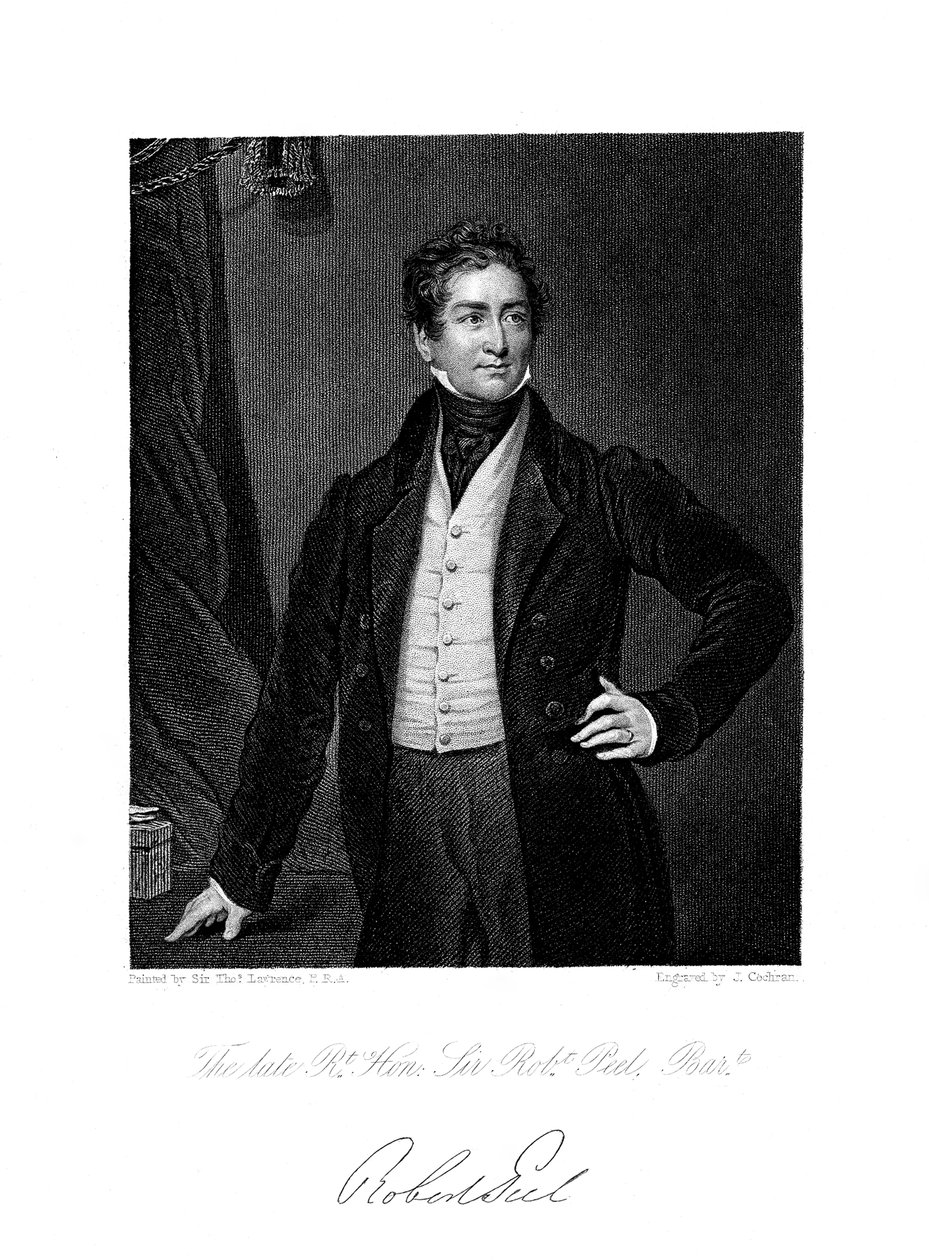 Robert Peel, britisk statsmann, 1800-tallet. av J. Cochran