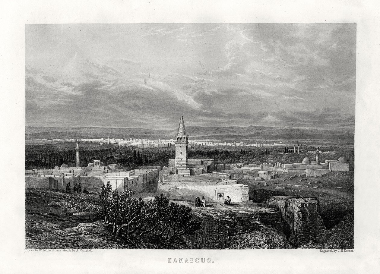 Damaskus, Syria, 1800-tallet av J. H. Kernot