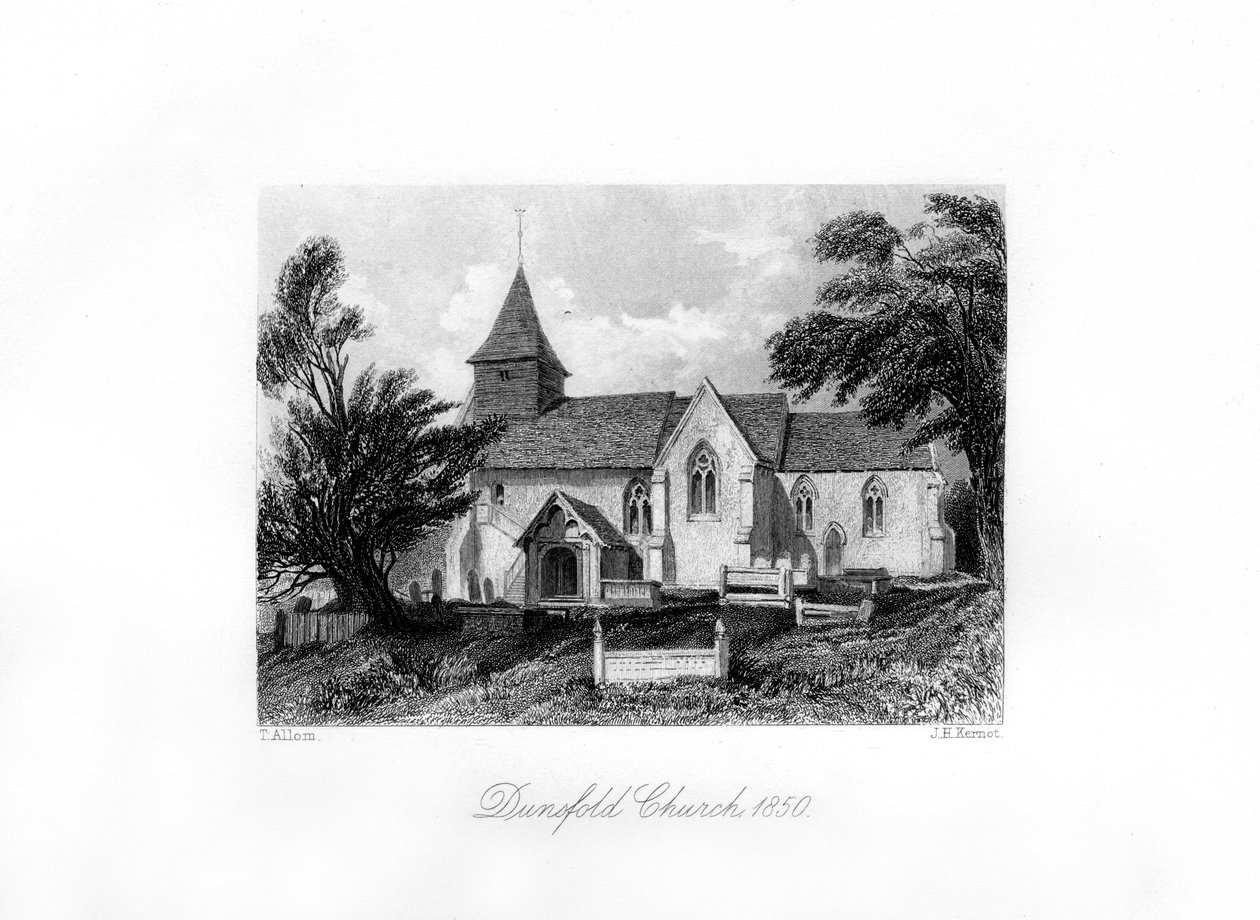 Dunsfold kirke, Surrey, 1850 av J. H. Kernot