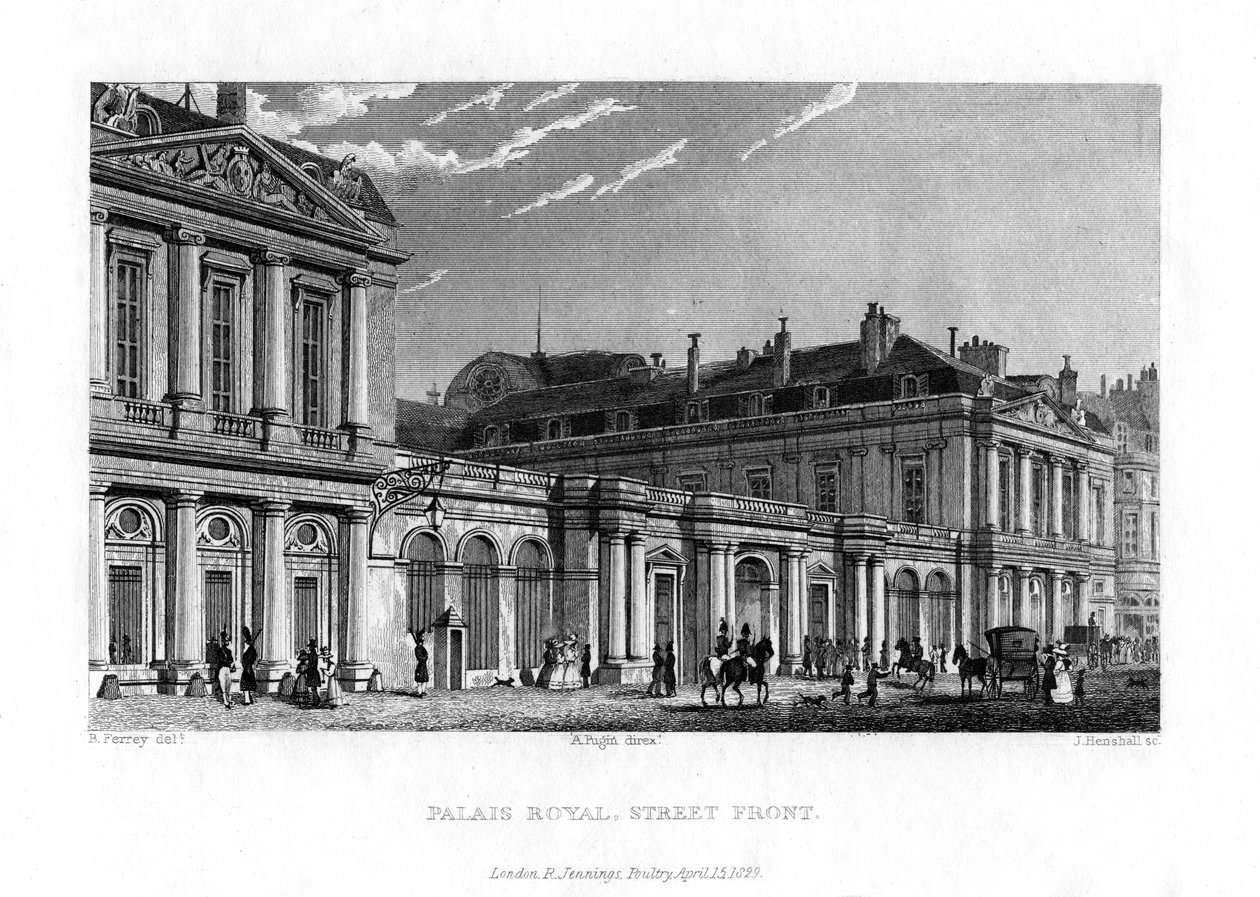 Det kongelige palass, Paris, Frankrike, 1829 av J. Hanshall