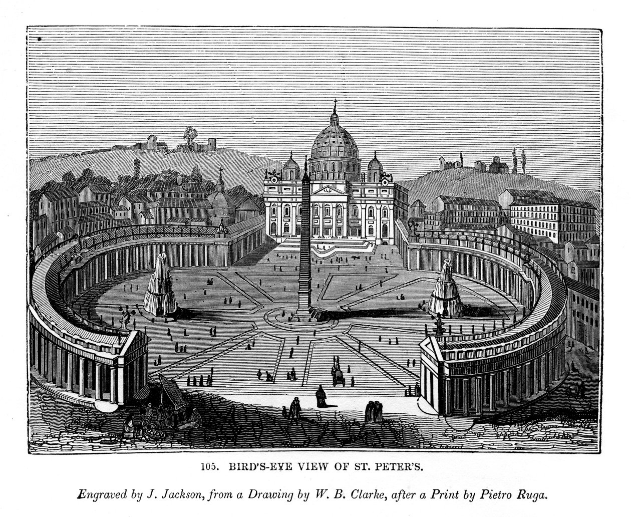 Fugleperspektiv av St Peters, 1843 av J. Jackson