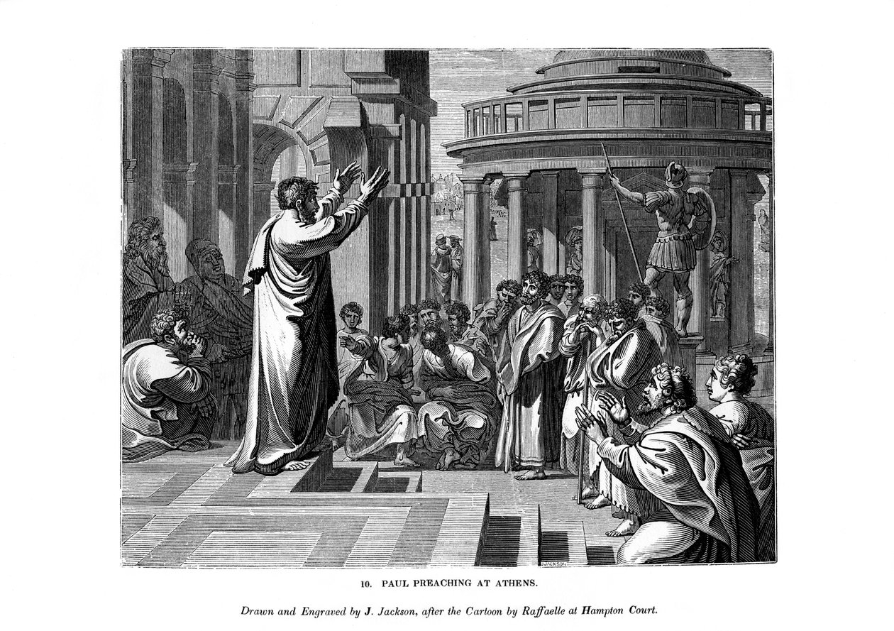 Paulus forkynte i Athen, 1843. av J. Jackson