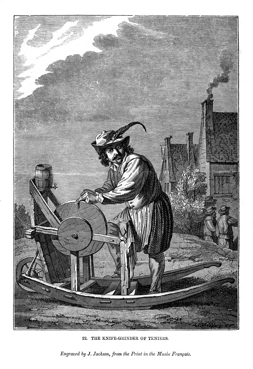 Knivsliperen i Teniers, c1630-1690, 1843 av J. Jackson