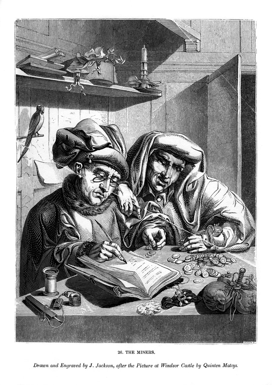 The Misers, c1480-1530 1843. av J. Jackson