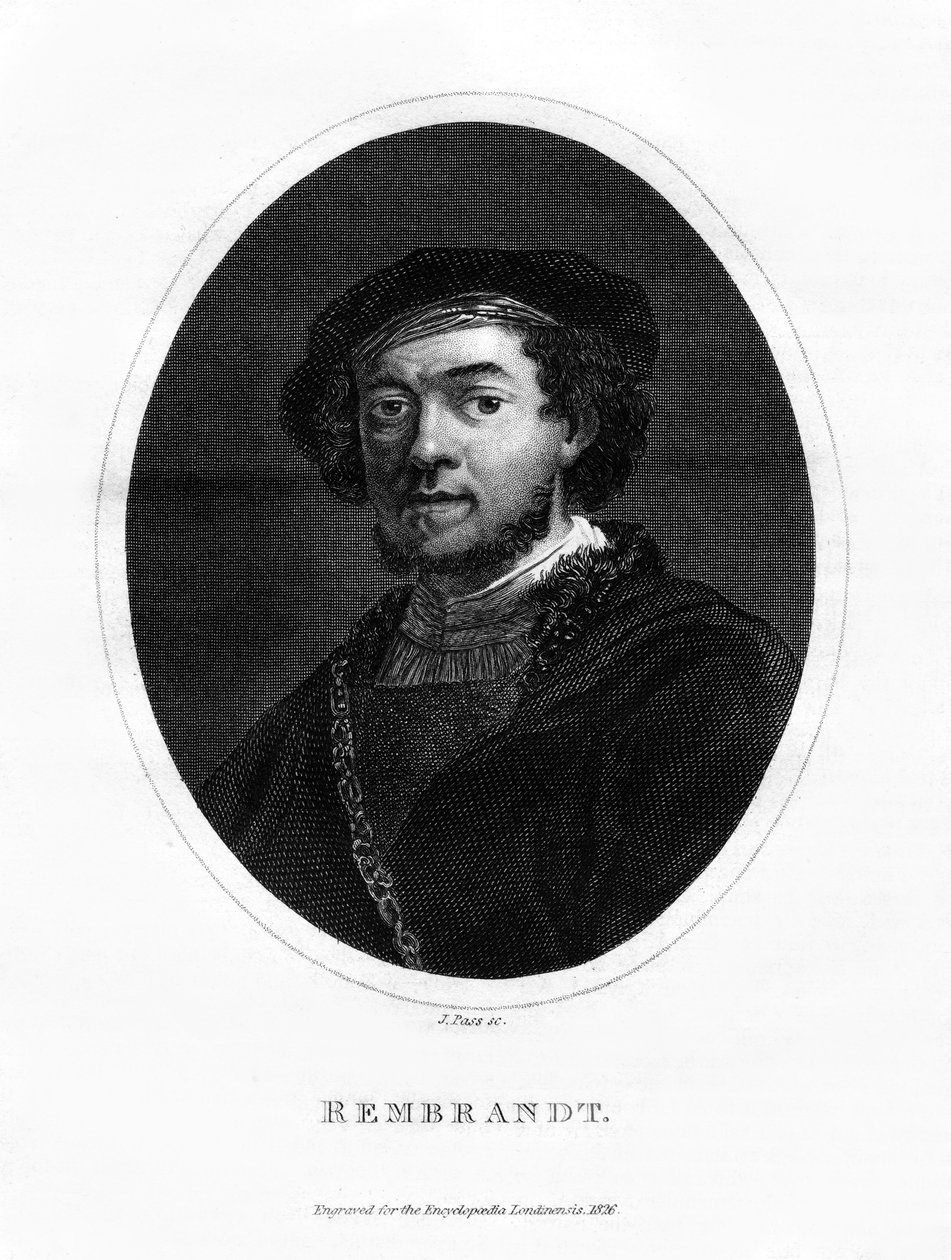 Rembrandt, nederlandsk maler, 1826 av J. Pass