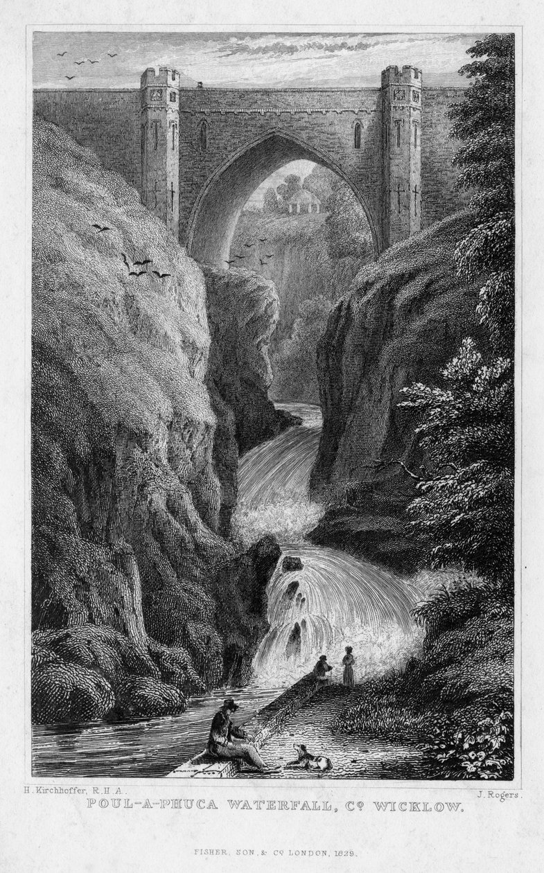 Poul a Phuca-fossen, County Wicklow, 1829. av J. Rogers