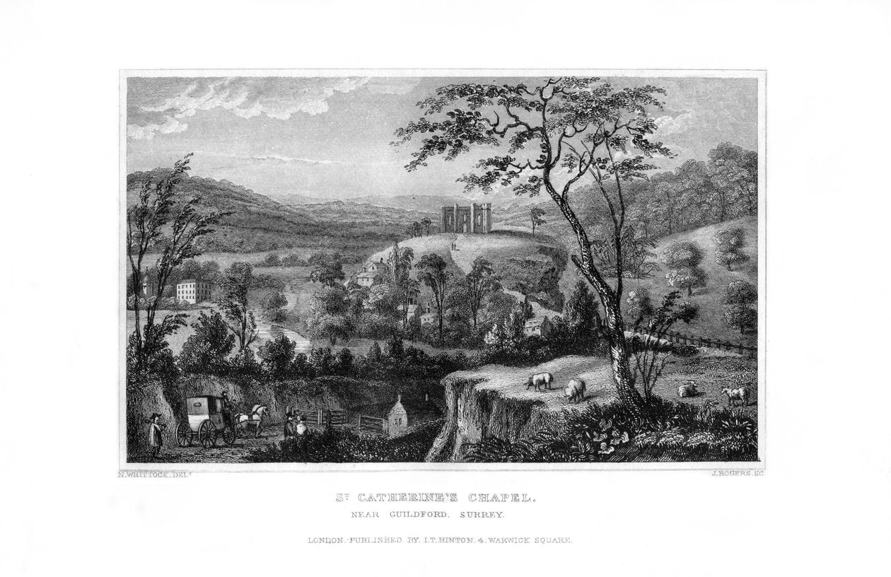 St Catherines Chapel, Guildford, Surrey, 1829. av J. Rogers