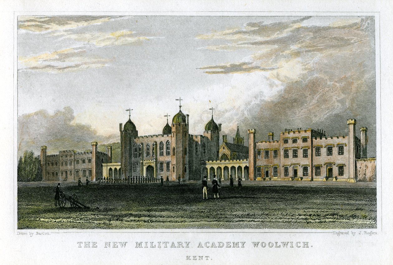 The New Military Academy Woolwich, Kent, c1829 av J. Rogers
