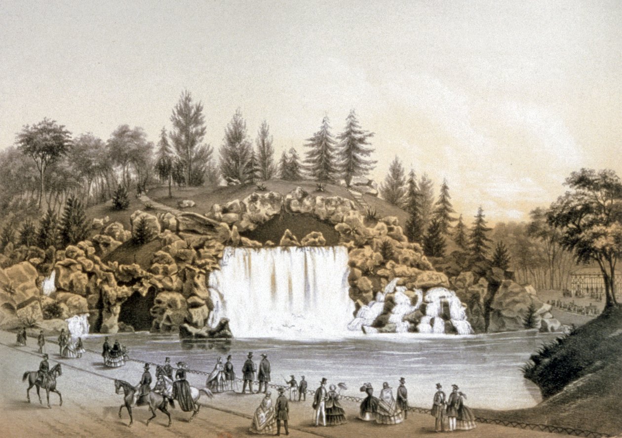 Bois de Boulogne-fossen, ca. 1860 (litografi) av J. Walter