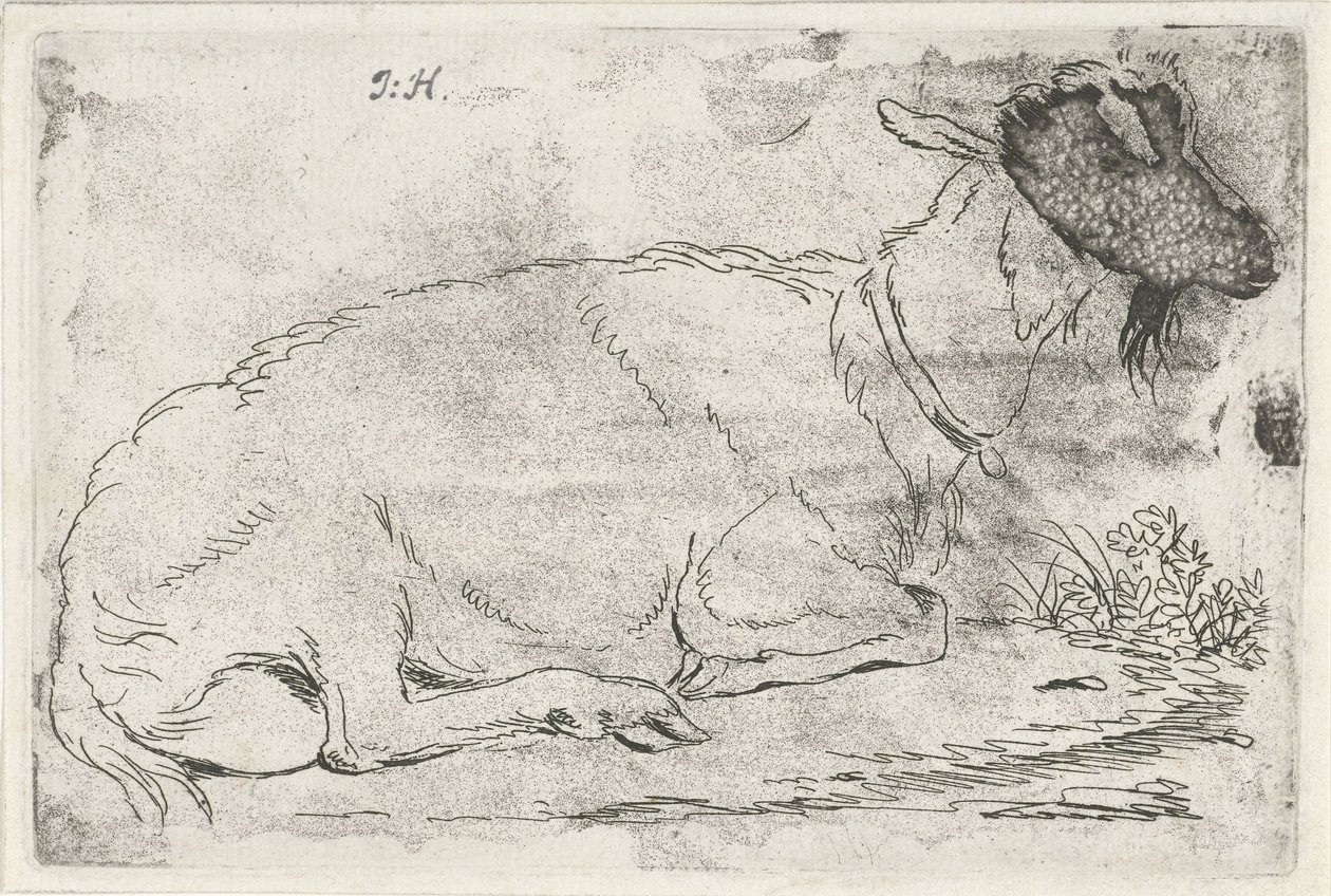 liggende geit av Jabes Heenck (signed by artist)