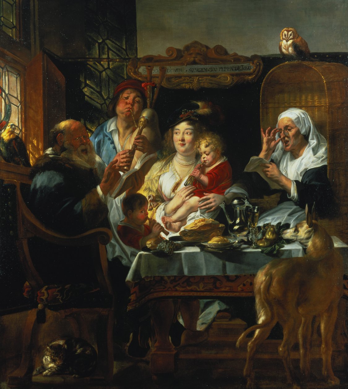 Som den gamle synger, den unge paven av Jacob Jordaens