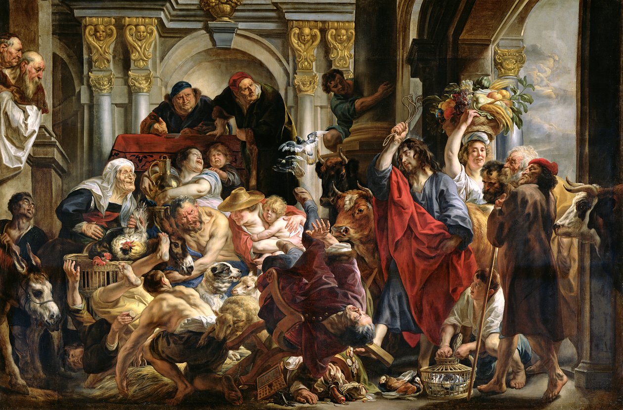Kristus som driver kjøpmennene fra tempelet av Jacob Jordaens